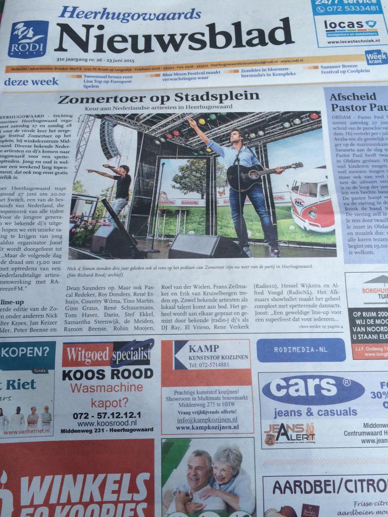 Mooi stuk over de <a href="/ZomertoerHHW/">Zomertoer HHW</a> van <a href="/radionl/">OUD account</a> en @tvoranjenl op de voorpagina van nieuwsblad HHW  <a href="/rodimedia/">Rodi Media</a>