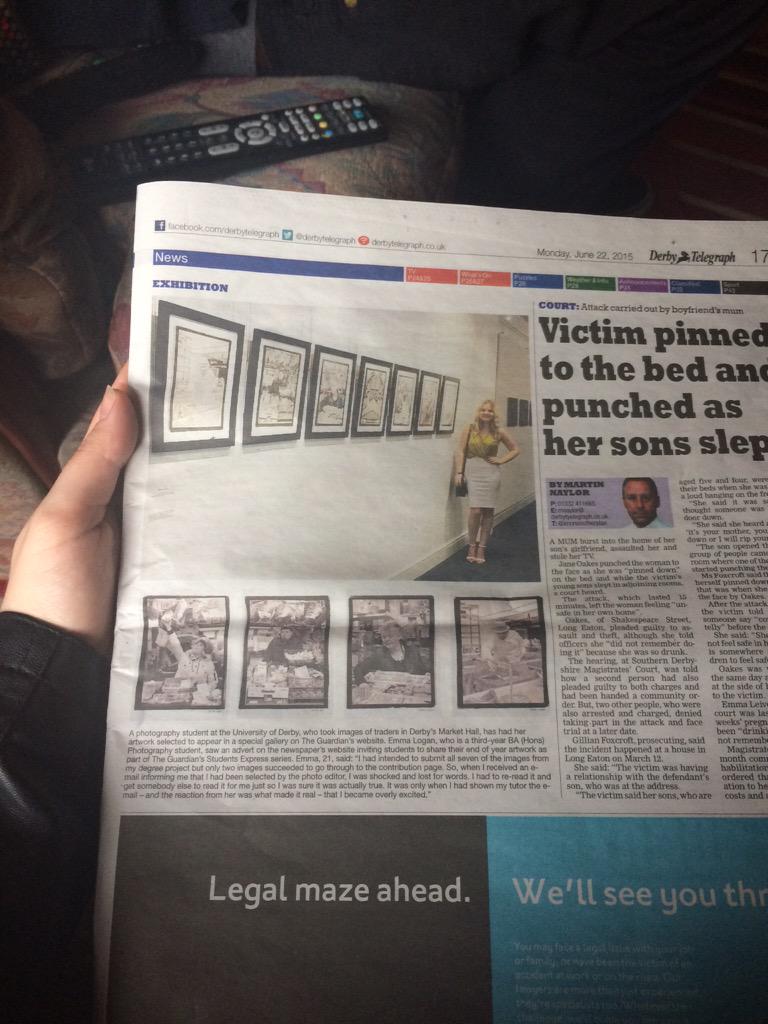 emxlogan's tweet photo. Just found out that I'm in the @DerbyTelegraph brilliant! 😁 #claimtofame #saltprints http://t.co/olMLAc1z5J