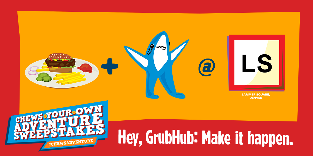 AwkwardTinder's tweet image. I want a Bison Burger delivered by Left Shark at Larimer Sqaure. #ChewsAdventure bit.ly/ghchews