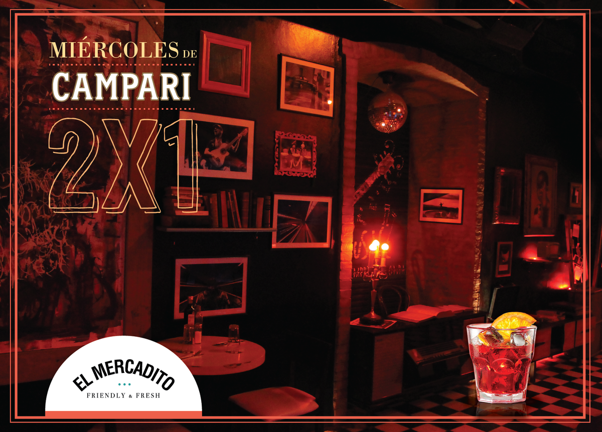 ElMercaditoAr's tweet photo. Miércoles de Campari en "EL MERCADITO". Beber con moderación, carisma y estilo. http://t.co/6OYvljshD8
