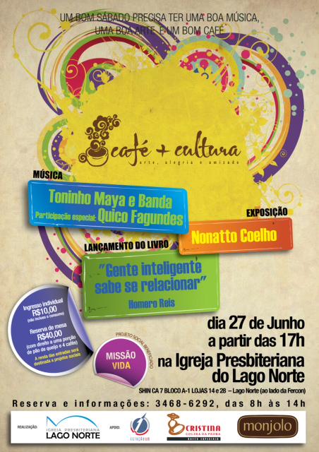 carlinhosveiga's tweet photo. No próximo sábado tem Café+Cultura na IPLN, em Brasília. Toninho Maya e banda, Nonato Coelho e Homero Reis. Apareça! http://t.co/qwGDCVDYSC