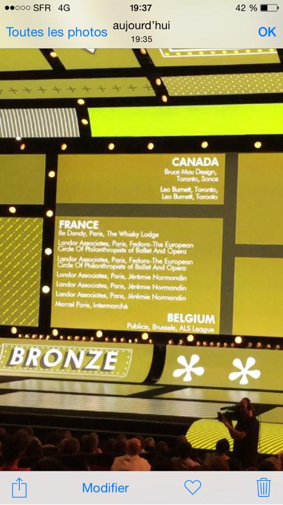 LucSpeisser's tweet photo. 5 Bronze Lions for #landorparis #CannesLions #landor So proud. http://t.co/Yli1ee3t05