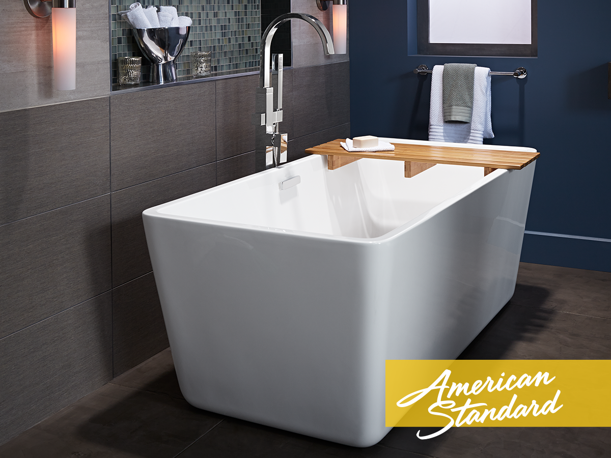AMStandard's tweet photo. A2) Freestanding tubs are in! They add luxury to the bathroom and make time a bit more relaxing!  #kbtribechat http://t.co/YJZW9a0jsh