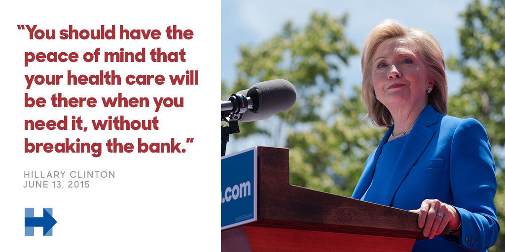 HillaryClinton's tweet photo. RT if you agree with Hillary: Every American deserves quality, affordable health care. http://t.co/d9j9Ab3G4T