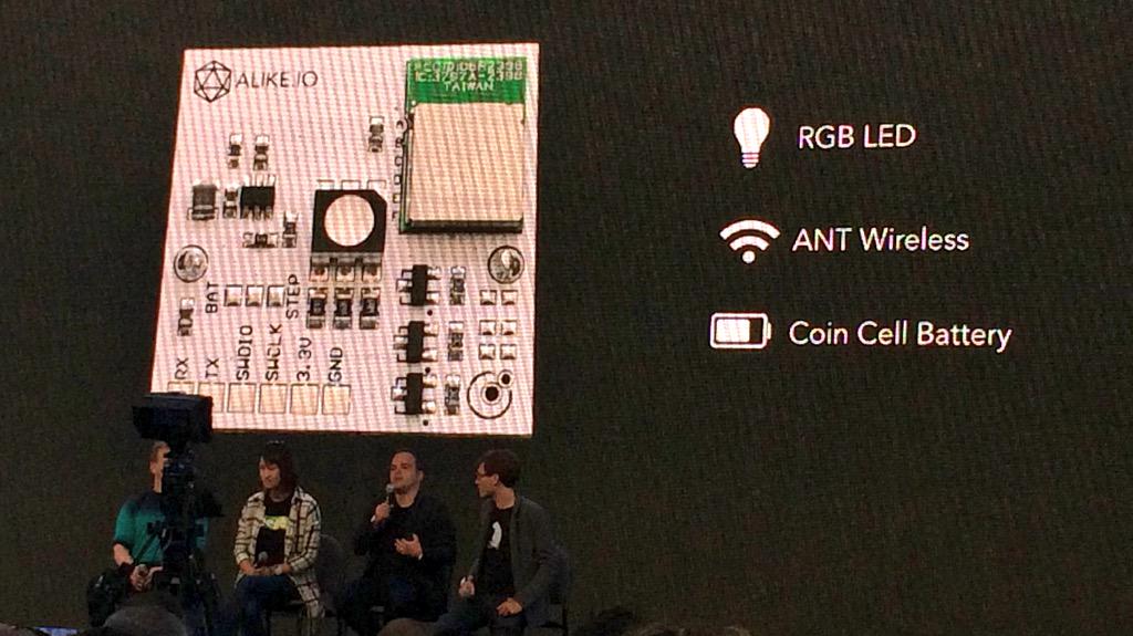 aallan's tweet image. The internals of the social wrist bands being rolled out in the #solidcon #popupfactory.
