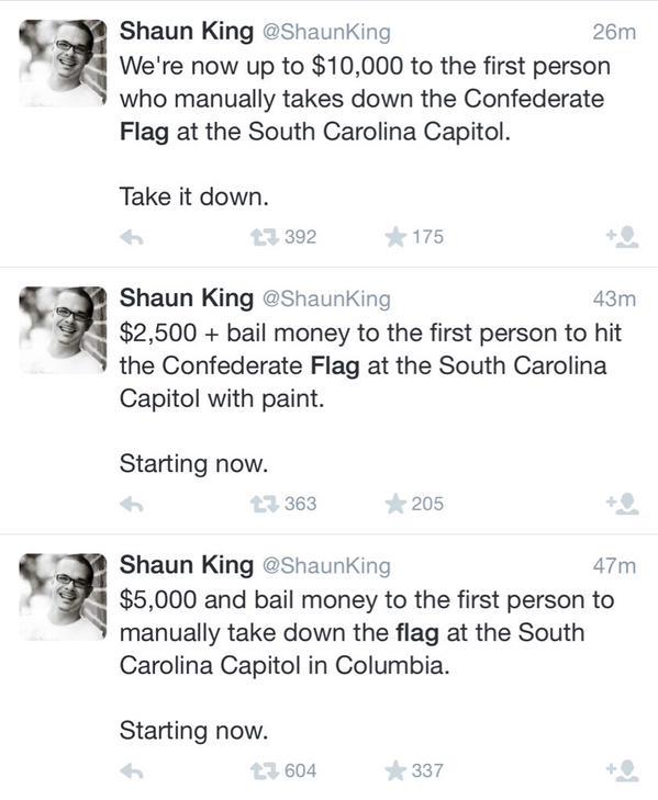 Shaun King - racial agitator offers $ to hit SC Confederate flag with paint