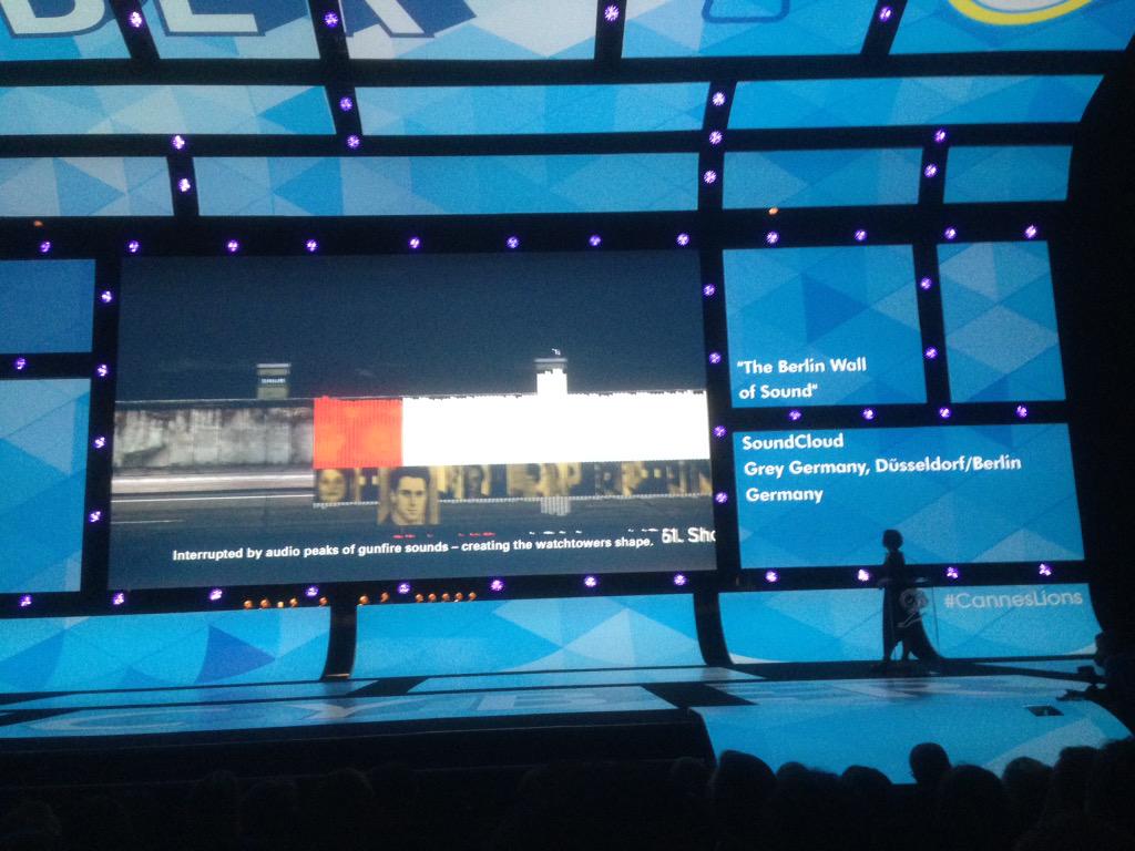 SebasCavanagh's tweet photo. Impacting.... Cyber gold for Berlín WALL of sound ! Great work #CanneLions http://t.co/I2xqfv68Bv