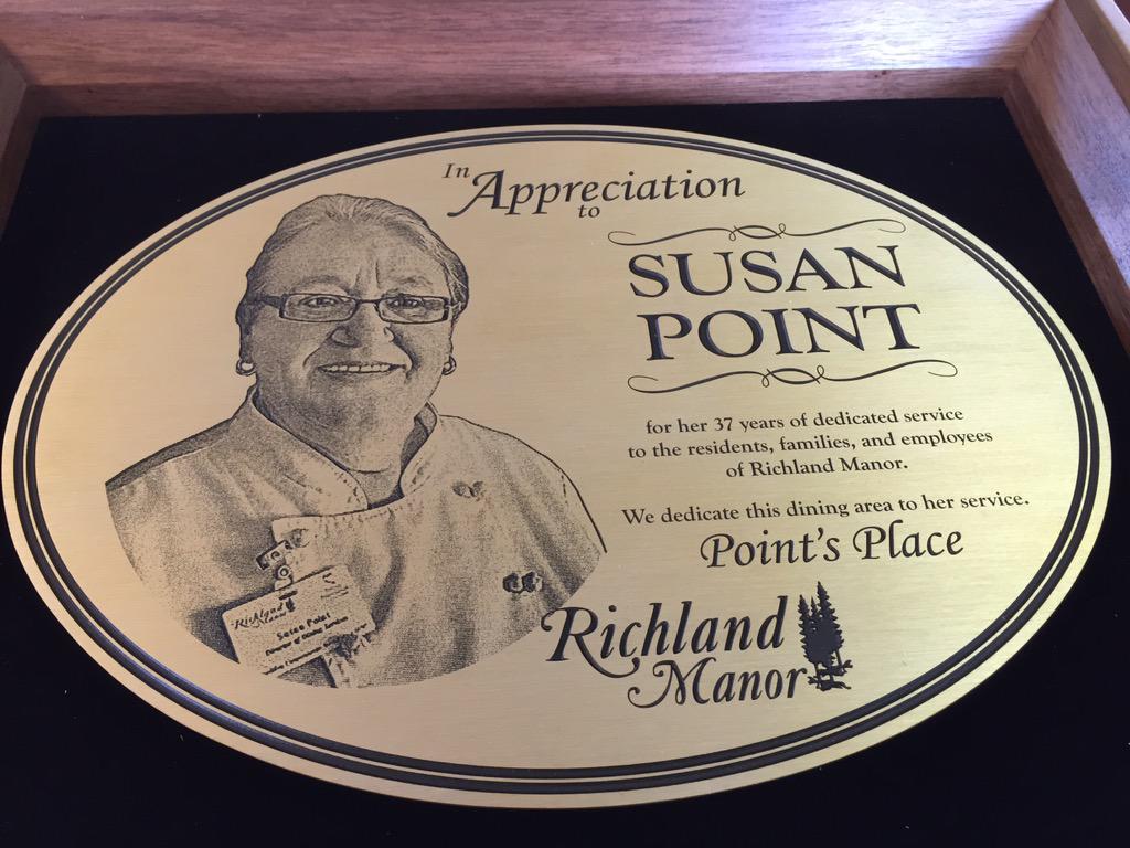 ChefMike45's tweet photo. Congratulations to Susan Point on her retirement after 37 years of compassionate service. YOU WILL BE MISSED BY ALL. http://t.co/NoEUOixUqE
