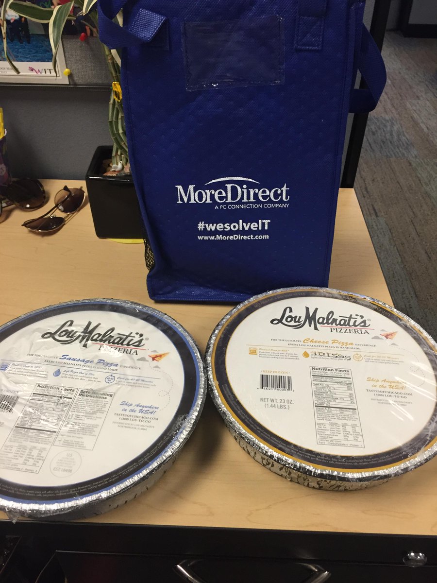 MoreDirect's tweet photo. Thanks @LouMalnatis for sending us your #deepdish classics to inspire our co-branding strategy! #wesolveIT #ITfuel http://t.co/uqwldIvihw