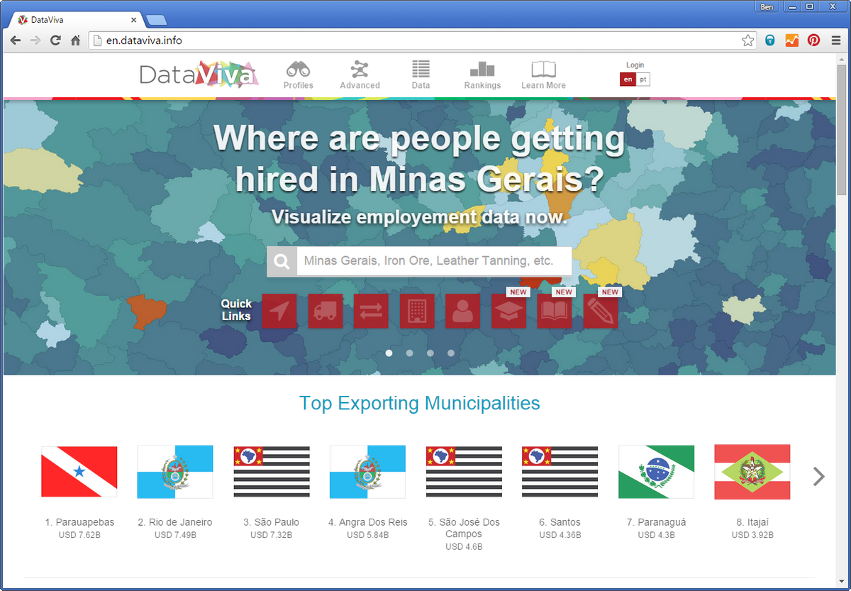 DataRemixed's tweet image. This Brazilian #DataViva site from @MacroMIT is pretty incredible, by the way en.dataviva.info