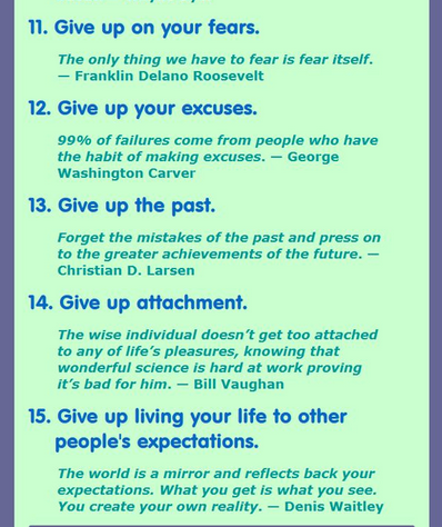 15 Things to give up if you want to be happy.