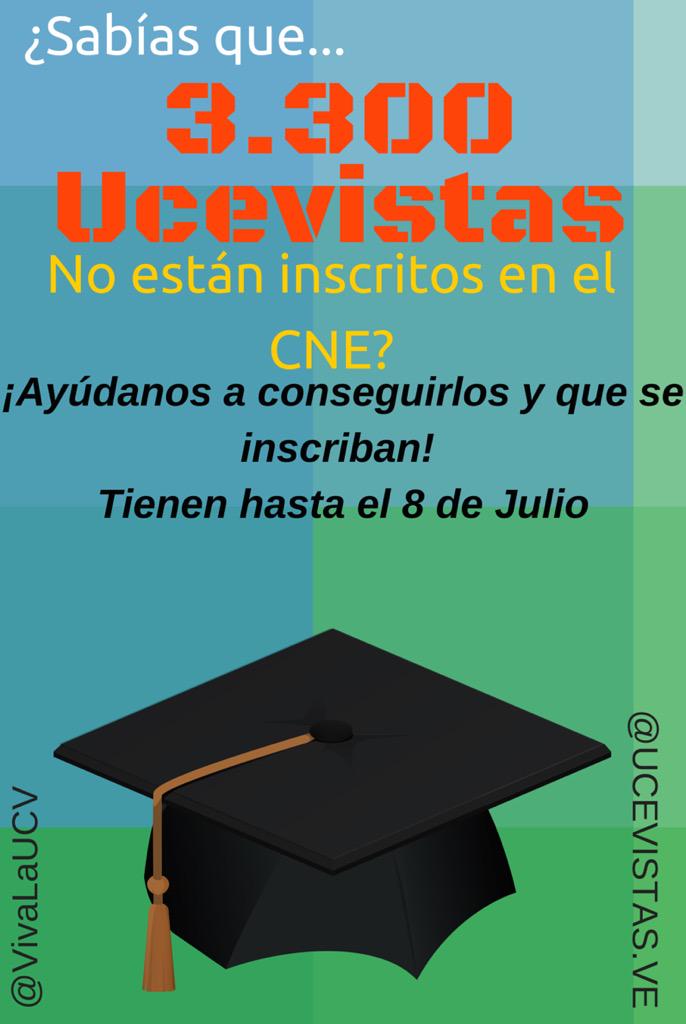 HaslerIglesias's tweet photo. 3.300 @UCEVISTAS no están inscritos en el Registro Electoral. Ayúdanos a conseguirlos y que se inscriban! Hasta el 8J http://t.co/qkYXONPRT4