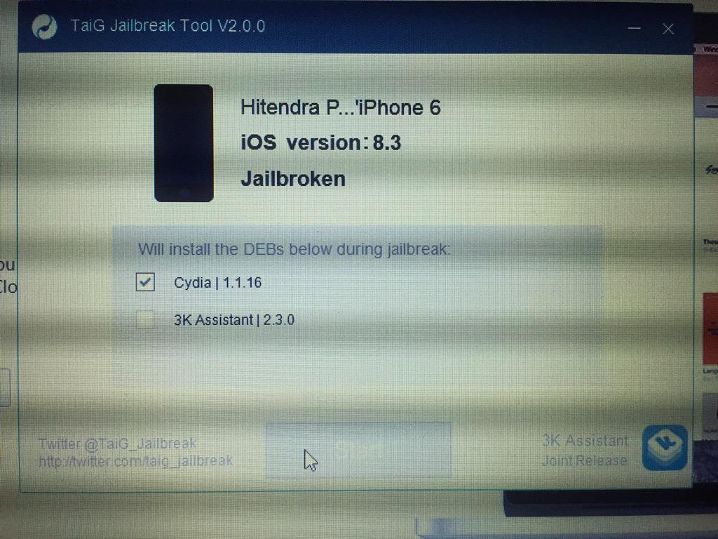 hitendrahckr's tweet image. Finally Taig team succeeded to Jailbreak iOS8_3.! Million thanks to taigTeam. Cheers.! #iOS8_3 #jailbreak #apple