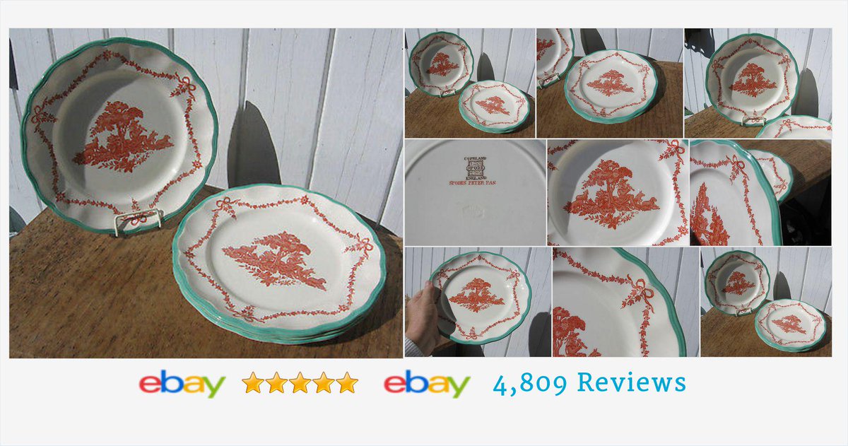sonupsales's tweet image. #CopelandSpode #PeterPan Red Teal Blue Trim 8.75" #Luncheon Plate LOT 4 #RARE HTF #UK #england ebay.com/itm/Copeland-S…