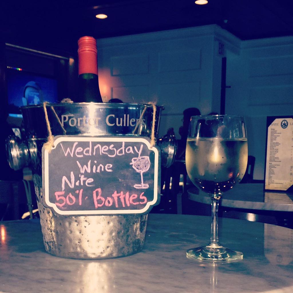 portercullens's tweet photo. Half price on bottles of wine every Wednesday  Get your group out and enjoy great wine. Great food and good friends http://t.co/d5Ui55s7Fy