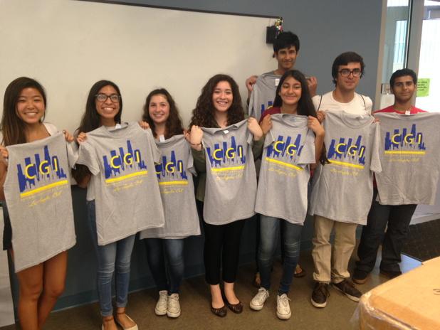 Some of our awesome HS volunteers doing a lot of heavy lifting and modeling our t-shirts! #cgi2015la