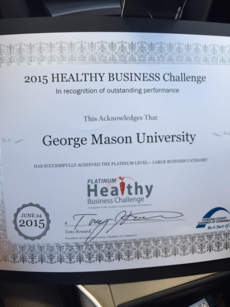 GMUMurphy's tweet photo. @GeorgeMasonU does it again! Congrats to the University! #HealthyBusiness http://t.co/aIWu0xvO0x