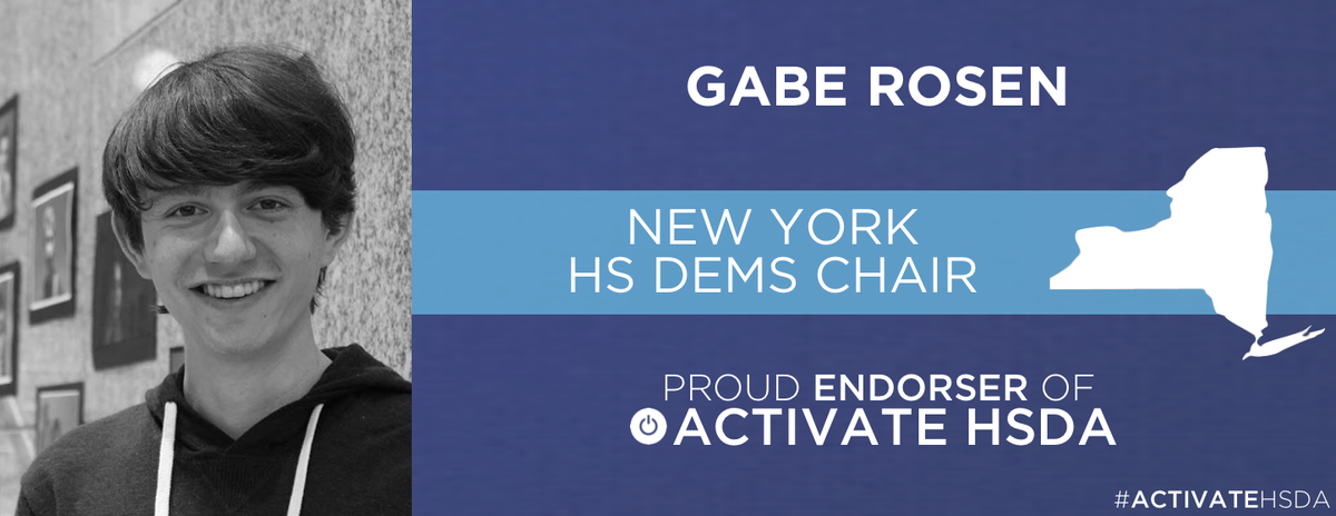 ActivateHSDA's tweet photo. Thank you @GabeRosenNYC, Chairman of the New York State High School Democrats, for endorsing Activate HSDA! http://t.co/doFNEiT6Wz
