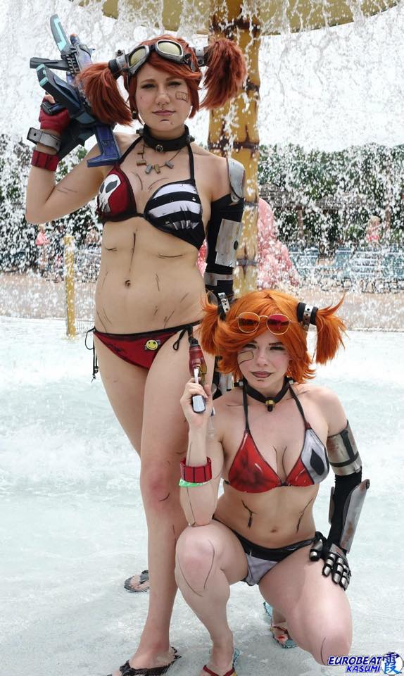 Borderlands's tweet photo. Summertime is here and the Borderlands gang is ready for some WUB in the sun! Check these #ColossalCon cosplayers! http://t.co/v3yoIIKbKl