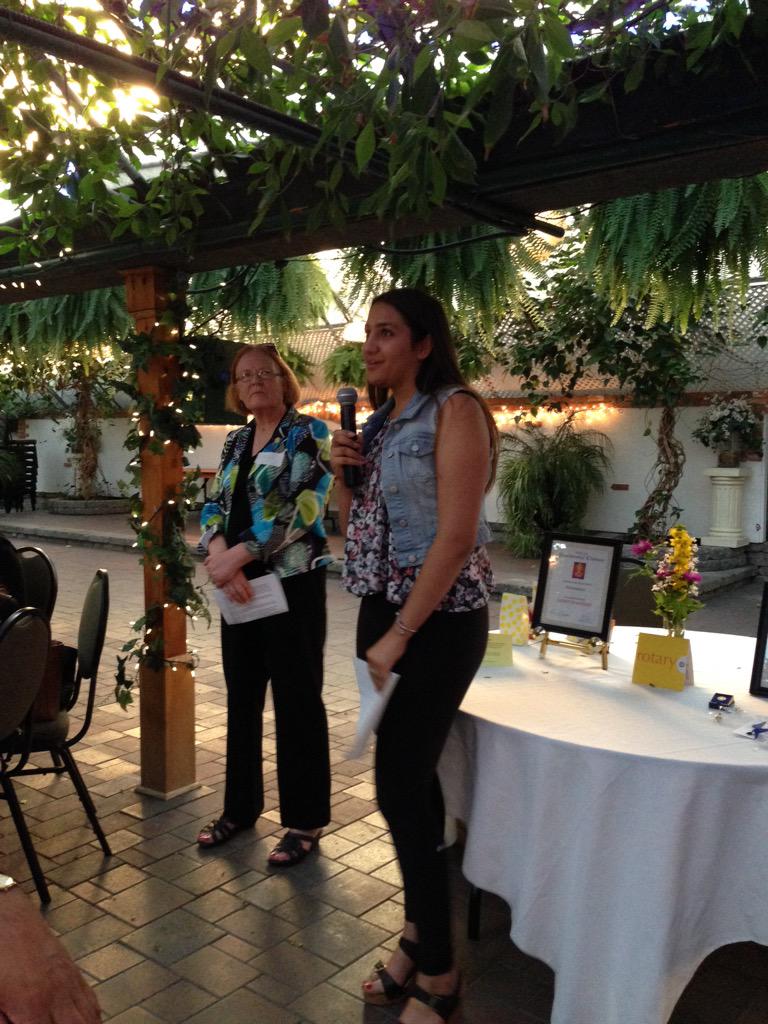 RotaryNewmrktON's tweet photo. Interactor Basima Jarrah speaking on her experience w/ Camp Enterprise youth business camp. #Rotary #interact http://t.co/Q5QKgN0ZNA