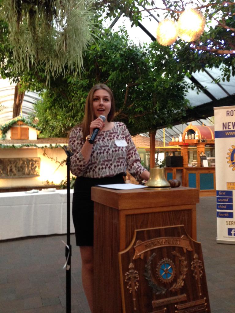 RotaryNewmrktON's tweet photo. St. Max Co-op student Vanda Di Michele speaking on her experience as an intern for our club.Telling #rotary stories. http://t.co/rypWcWhuxa