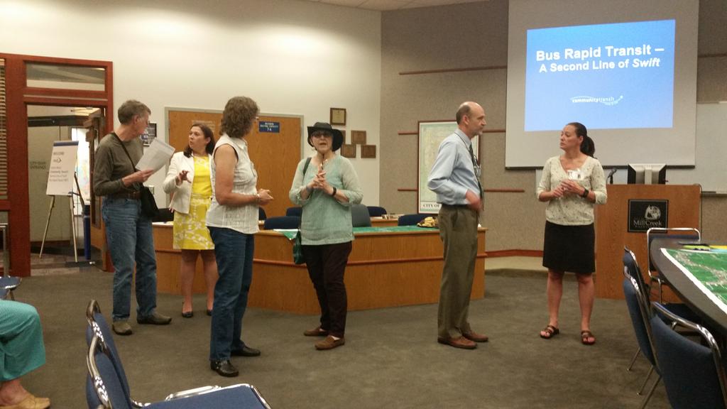 MyCommTrans's tweet photo. We are at Mill Creek City Hall tonight talking about the second #Swift line. Come join us! http://t.co/pc0TIFr1tP