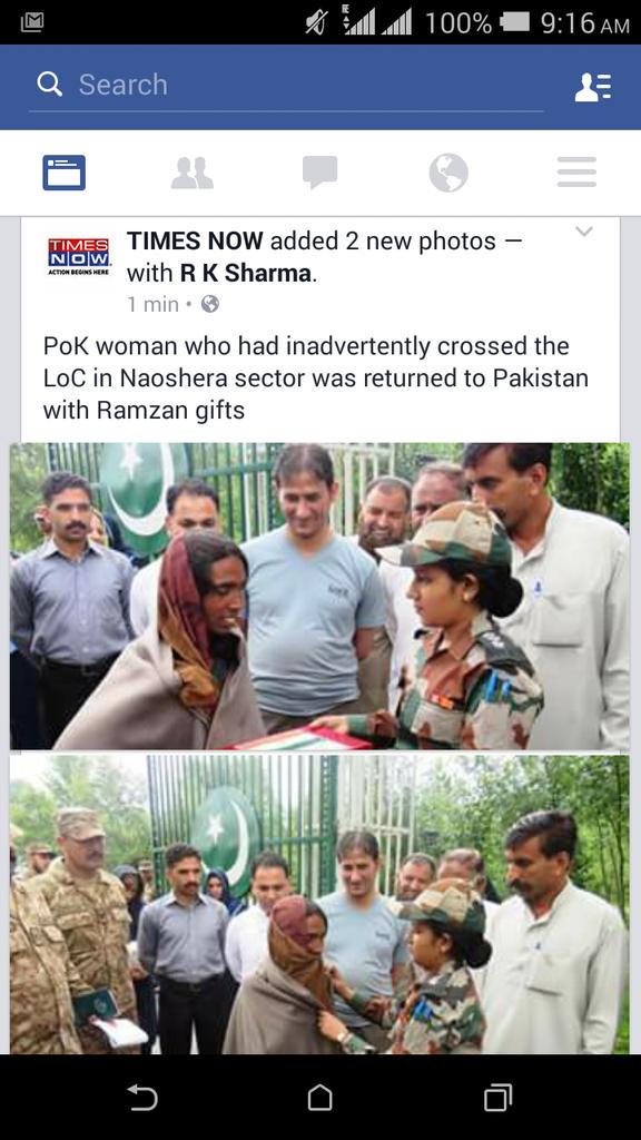 dahiyayogesh81's tweet image. PoK Lady who crossed over to Indian side Returned back to her family members with Ramadan gifts by  #IndArmy kudos