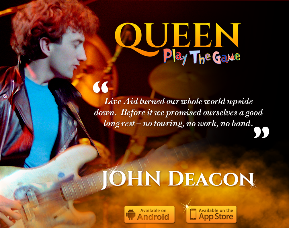 soshigames's tweet photo. #JohnDeacon on the epic #LiveAid gig #Queen #fans. More in the App: http://t.co/bFZwoQYkVU, http://t.co/lhEVdNUc5J http://t.co/TyfHiALIbc