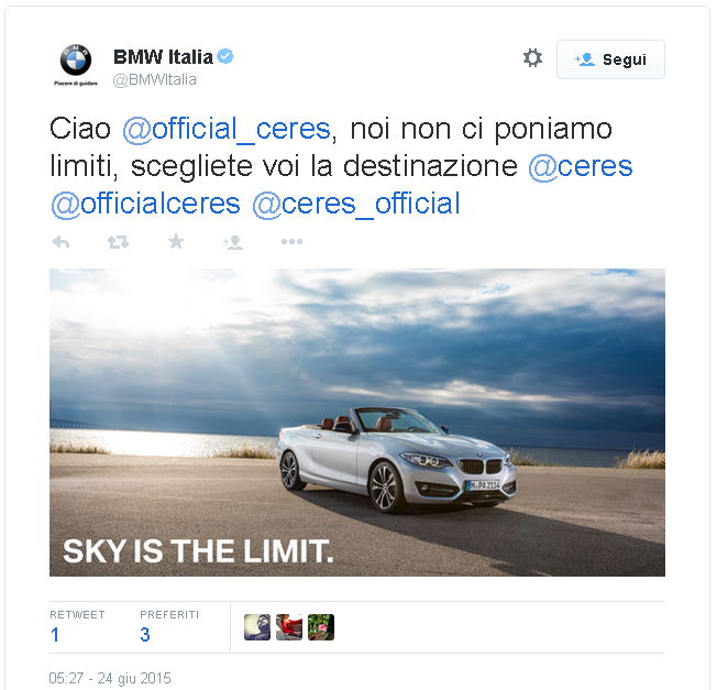 hp_antonio's tweet photo. Le jeux sont fait, il mio account @OfficialCeres è stato sospeso!
Bell'esperimento, grazie a chi ha risposto ☺
@Ceres http://t.co/GvpP61beuC