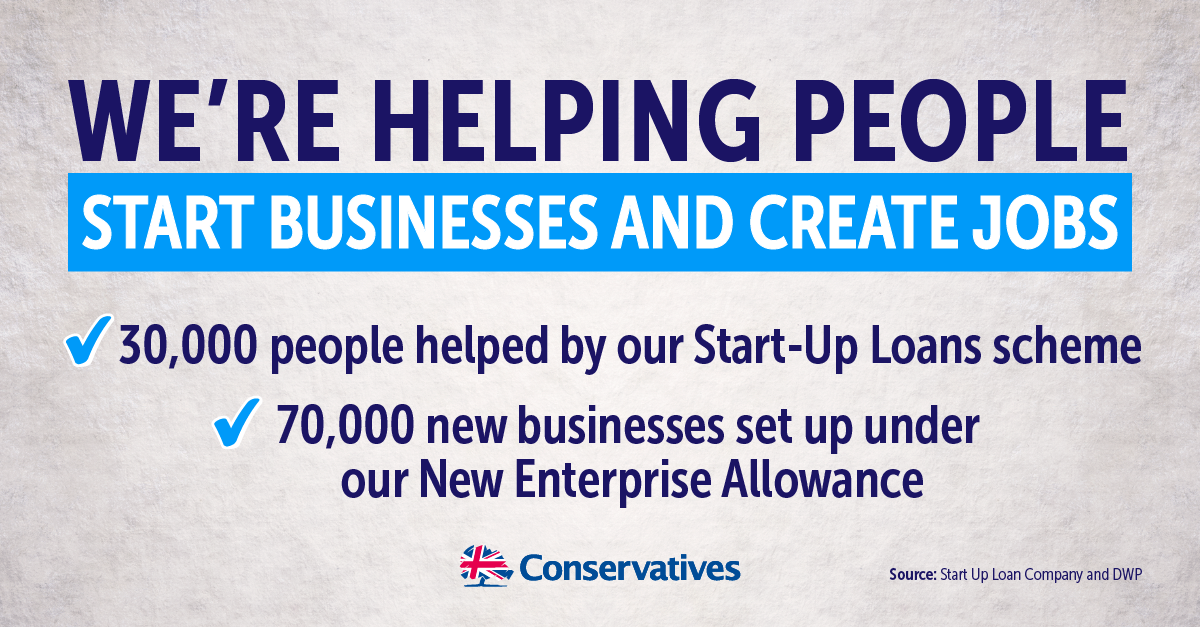 Conservatives's tweet photo. Small businesses create jobs and security - and we'll keep backing those who want to start something of their own. http://t.co/gu01oJDuFX