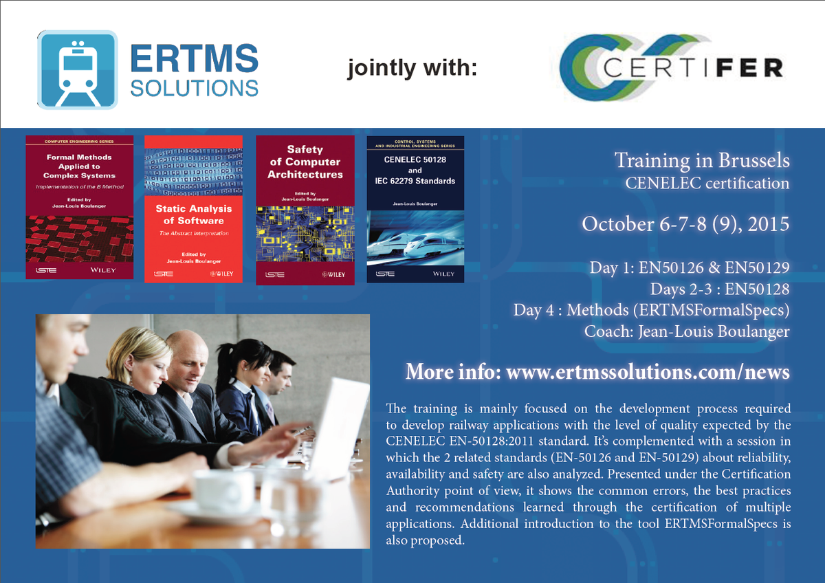 ertmssolutions's tweet photo. #Certifer and #ERTMSSolutions train you in railway safety! https://t.co/hcfnoFTUEk #ERTMS #Safety #EN50128 http://t.co/9hgg2IEh8Y