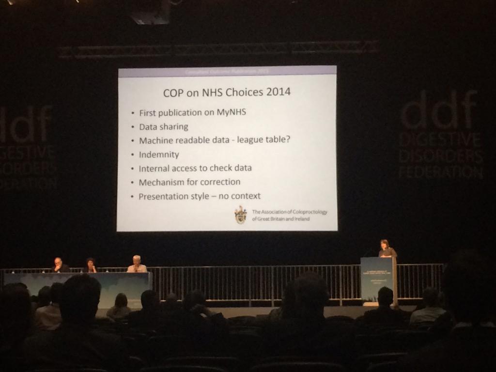 EduTrain_ACPGBI's tweet photo. Nicola Fearnhead @ACPGBI informs about single surgeon reporting data - great collaborative @DDFConference15 #DDF2015 http://t.co/lW4PyOc8az