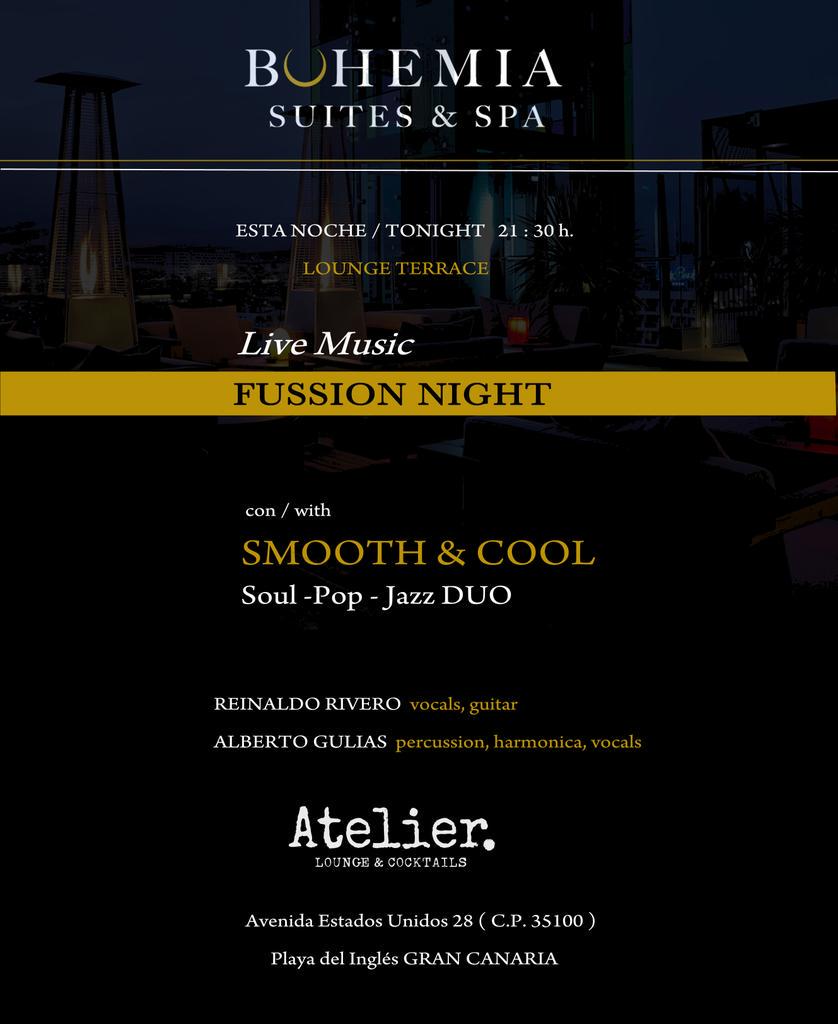 AlbertoGulias's tweet photo. EstaNoche/Tonite! 21:30 #LiveMusic @BohemiaSuites #SmoothAndCool @GranCanLocal @maspalomasahora @InfoGranCanaria http://t.co/MGPtau4VEw
