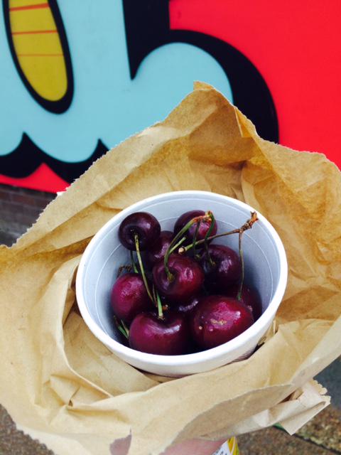 PoutineQueens's tweet image. Yummy cherries from Old Street station (of all places. But they&apos;re really good!)