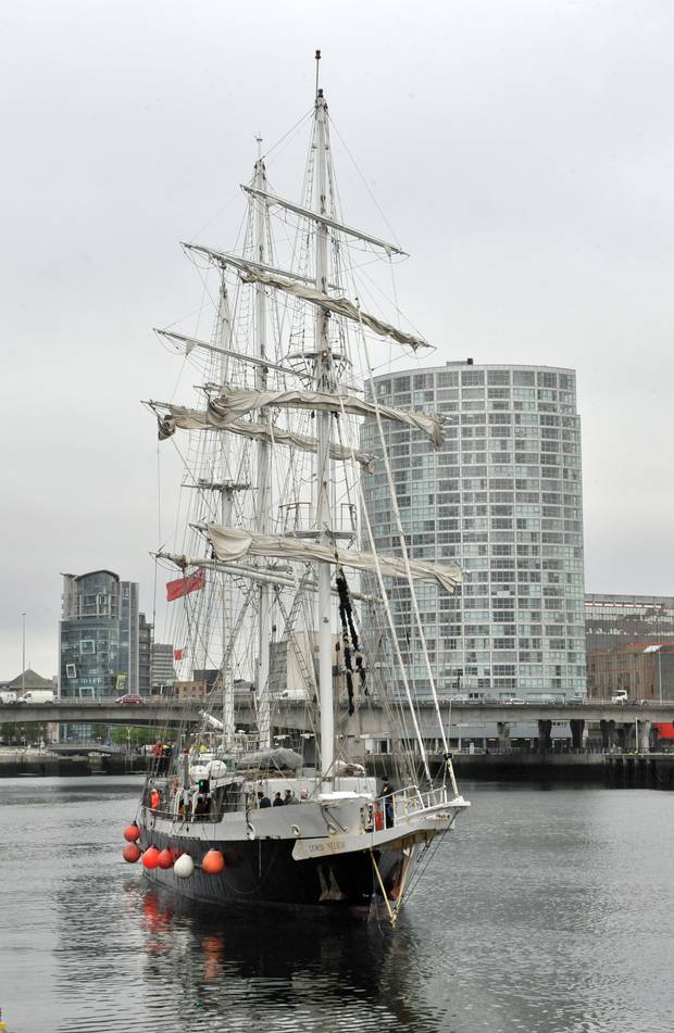 bigintheuk's tweet photo. The gorgeous Lord Nelson docking in #Belfast earlier last week! It's beginning to feel real now! #TallShipsBelfast http://t.co/JgXZp5tOzU