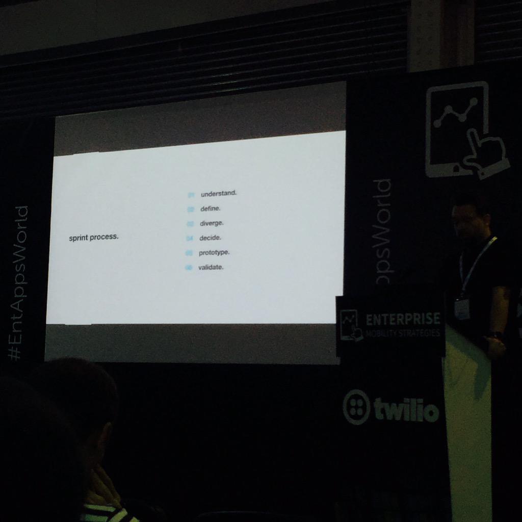 skegz's tweet photo. Google @gilespn talking design sprint process & Dieter Rams 10. A great talk to start the day #EntAppsWorld http://t.co/zLHgXkenkd