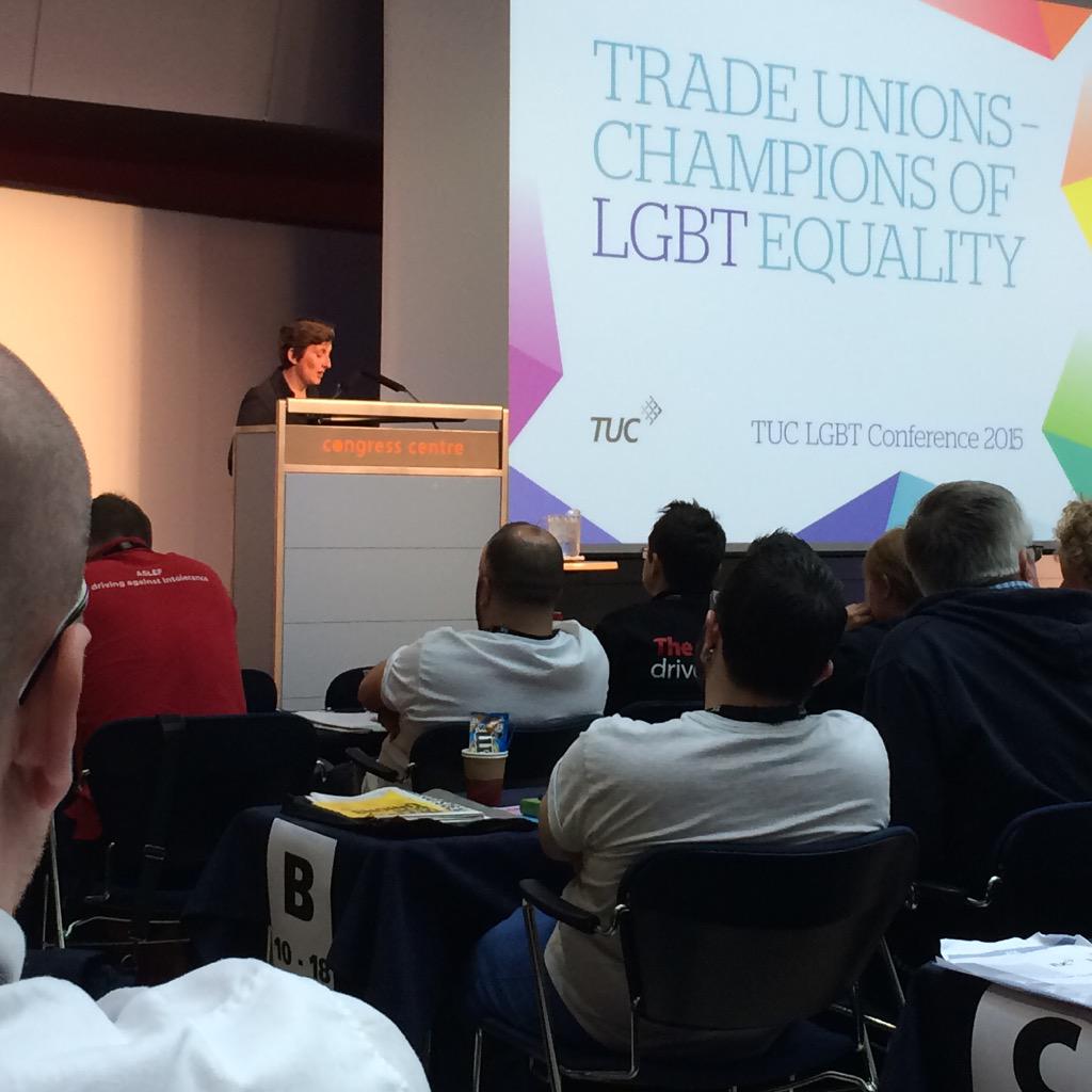 RichardAngell's tweet photo. Opening #TUCLGBT @MariaExall sets out the challenge for LGBT workers under a Tory government http://t.co/ITPcWTc2Wm