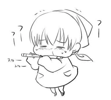 @mizuirom 改めて見たら色々骨折しているような絵でしたので、かわりに横笛が吹けない子豚さんを… 