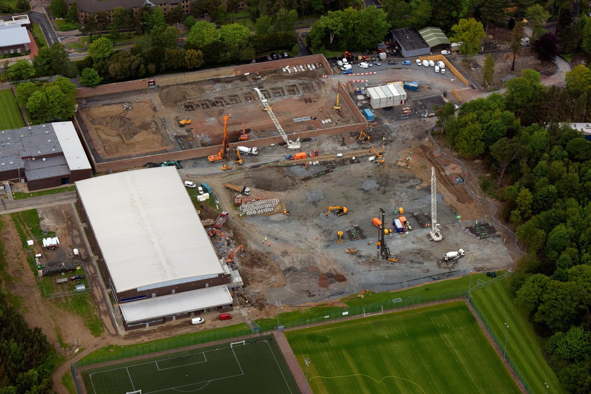Work on Oriam: Aerial shot of the construction taking place at #Oriamscotland