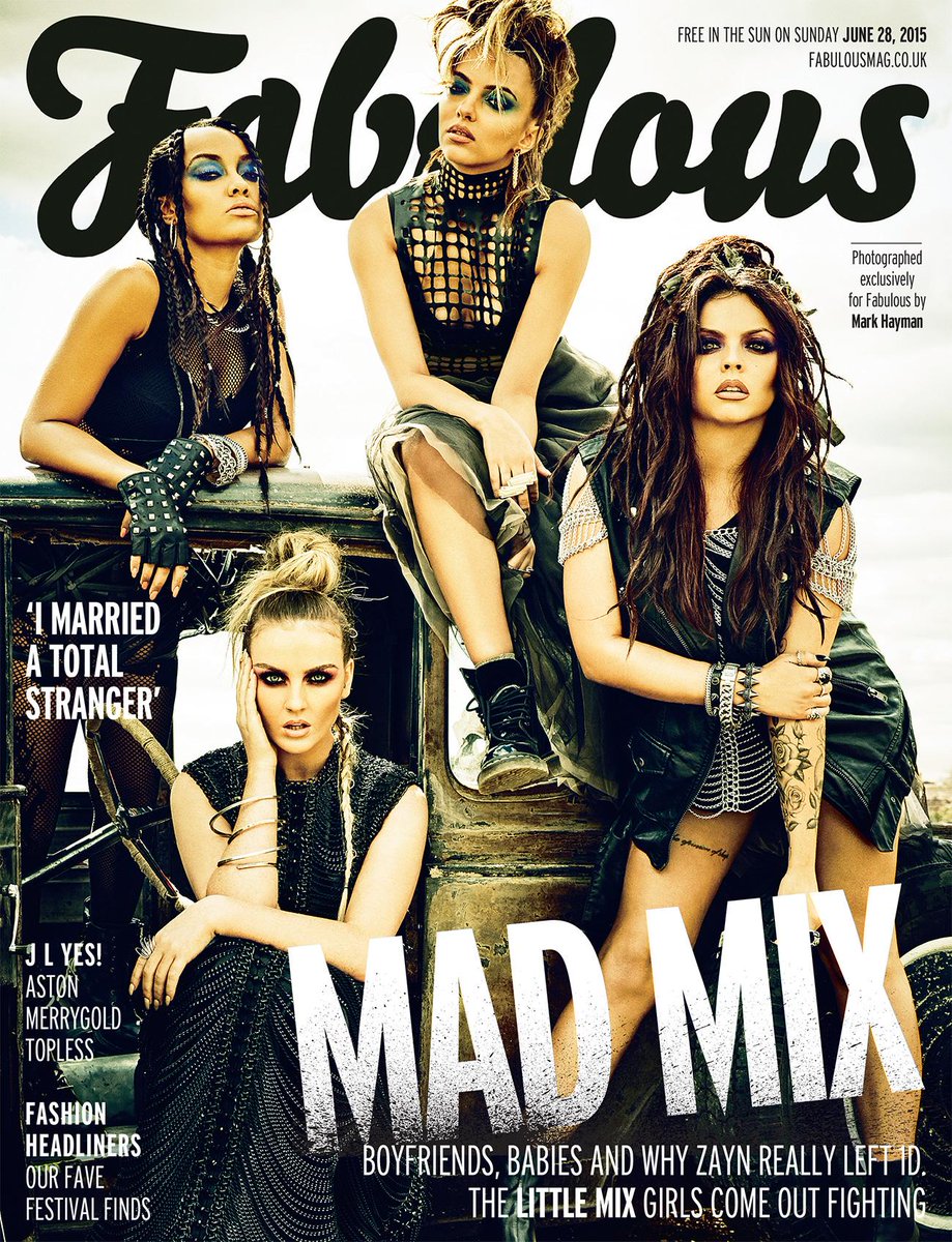 LittleMix's tweet photo. Channeling a bit of Mad Max for our #MadMix cover for @Fabulousmag, out on Sunday! Such a fun shoot! xx Little Mix xx http://t.co/ToDfS18JZ6