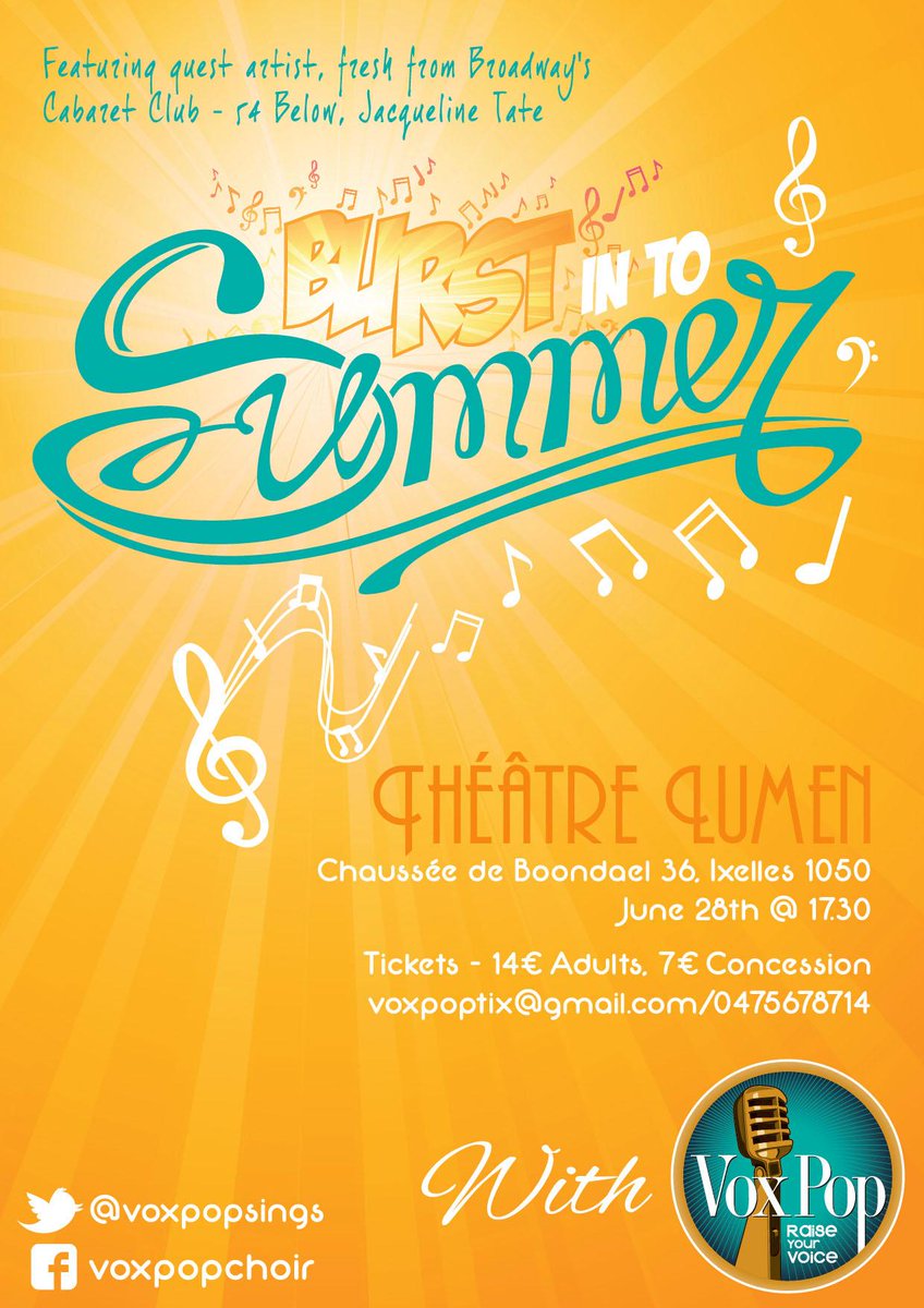 voxpopsings's tweet photo. A few days until our #concert! Have you got your tickets?! Please rt and share xxx #choirs #expats #brussels http://t.co/f2lfeHVz7N