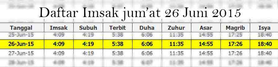 Jadwal Imsak esok 26 Juni 2015 wilayah Surabaya dan Sekitarnya.