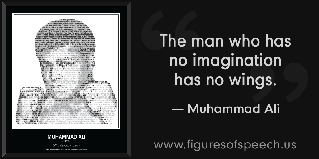 FOSQuotes's tweet image. Bringing the words of #MuhammadAli to life thru our unique combination of his image &amp;amp; #quotes. figuresofspeech.us