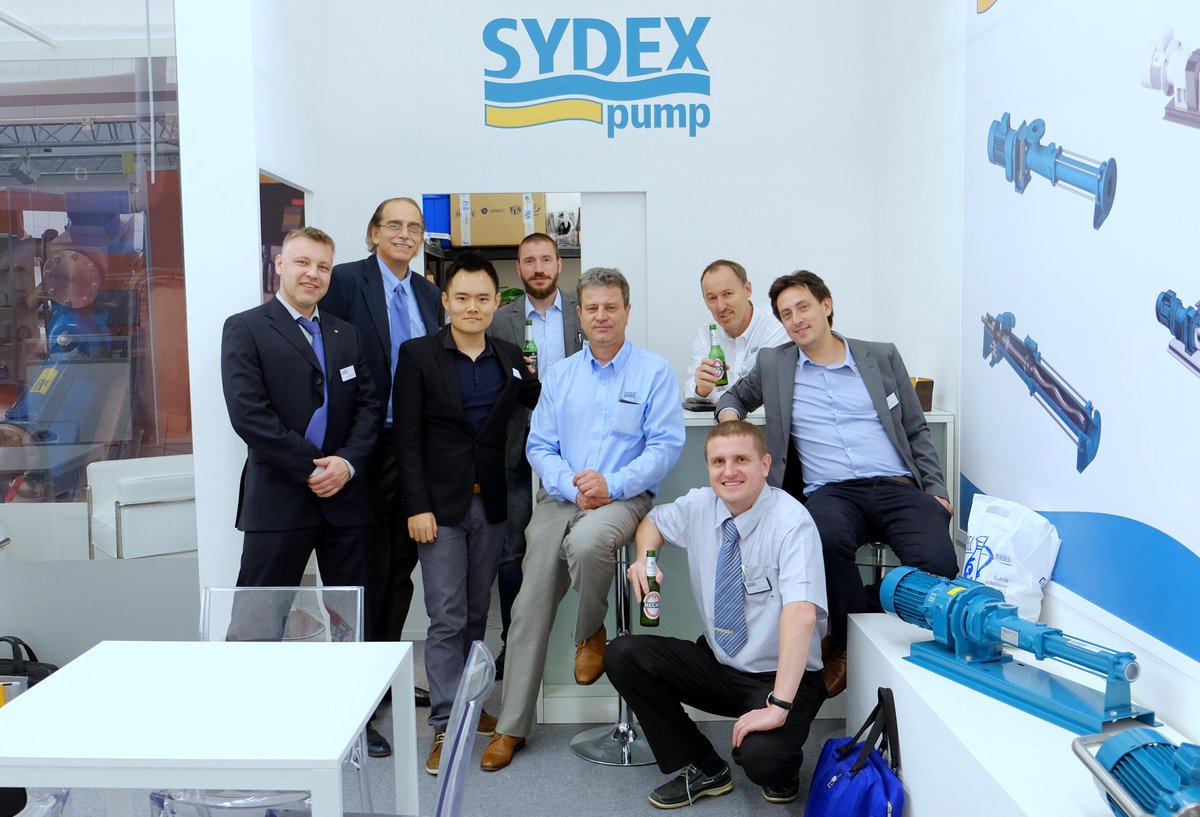The #Sydexpump team in relaxed mood after a busy day at #achema2015