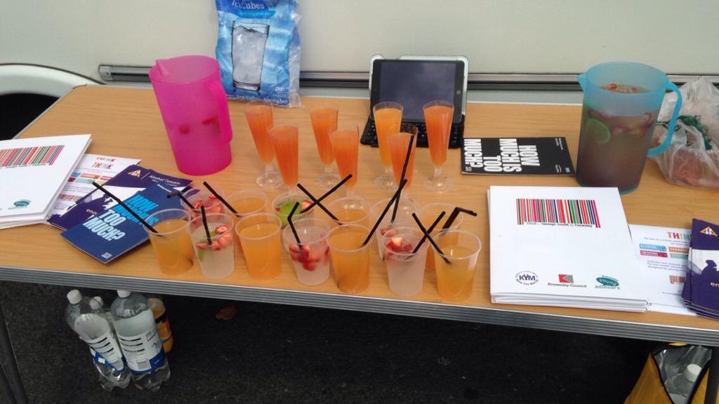 DanielleKYA's tweet photo. promoting THinK alcohol awareness in the car park outside Kirkby McDonald's, come and get a free mocktail!! http://t.co/JS4TUIpi19