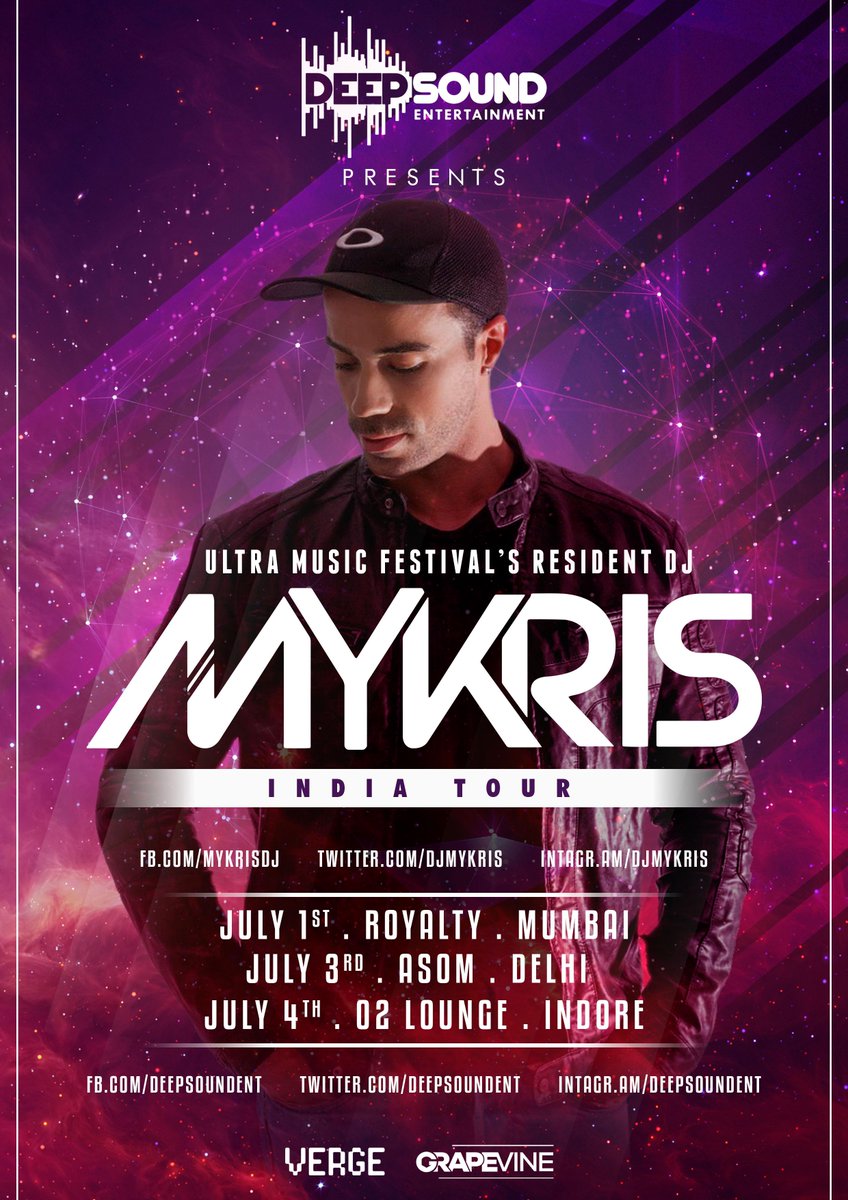 Coming back 2 India! <3

1st July - <a href="/Club_Royalty/">Royalty Soccer Club</a> 
3rd July - <a href="/ASOM_DELHI/">ASOM</a> 
4th July - <a href="/o2thelounge/">O2 the lounge</a> 

#MykrisIndiatour