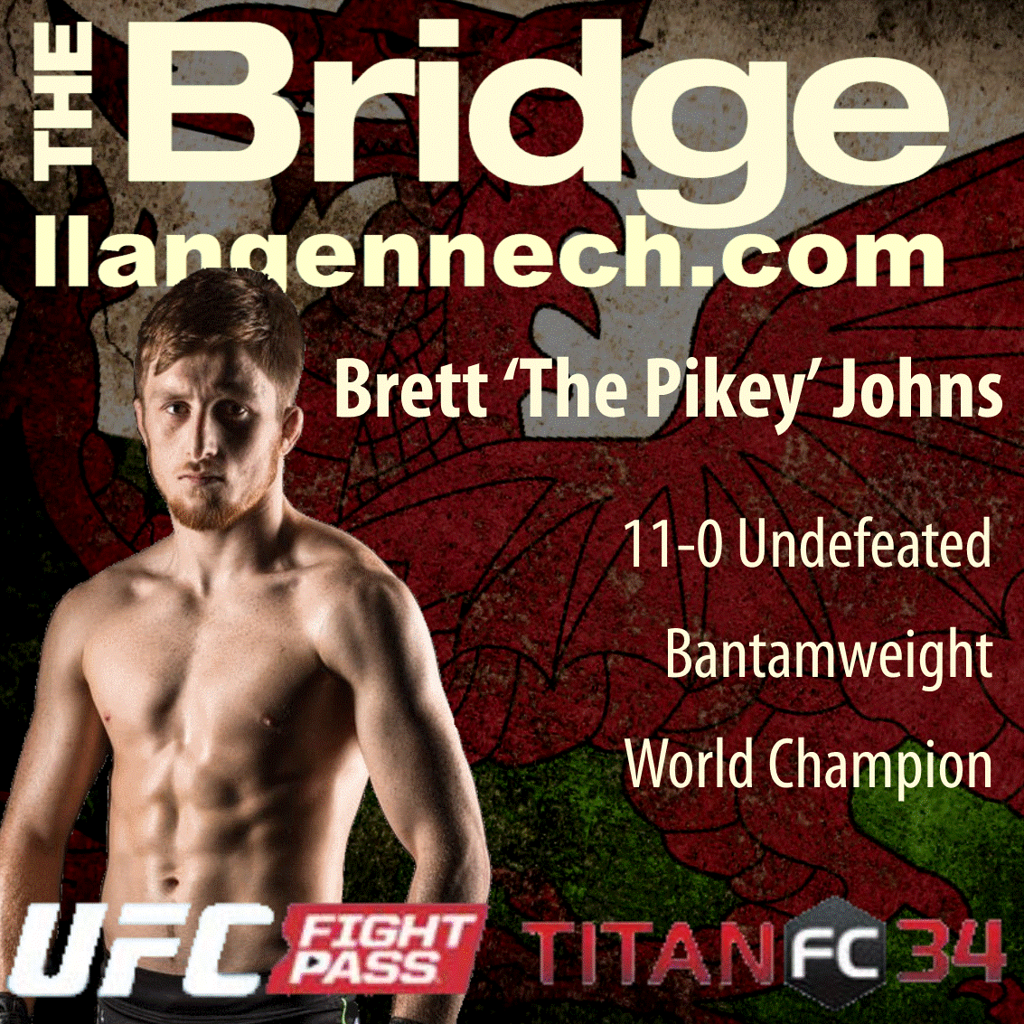TheBridgeLlan's tweet photo. We're behind @36Johns. Are you? Proud to be behind him. Countdown is on #titanfc34 #tfc34 @TitanFighting @ufc @UFC_UK http://t.co/Pa2kgVvlQI
