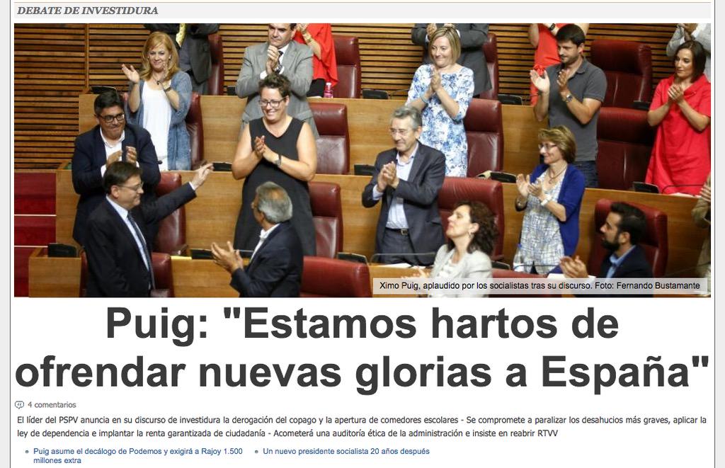 Me siento orgulloso de cantar en el himno de Valencia "Per ofrenar noves glòries a España"