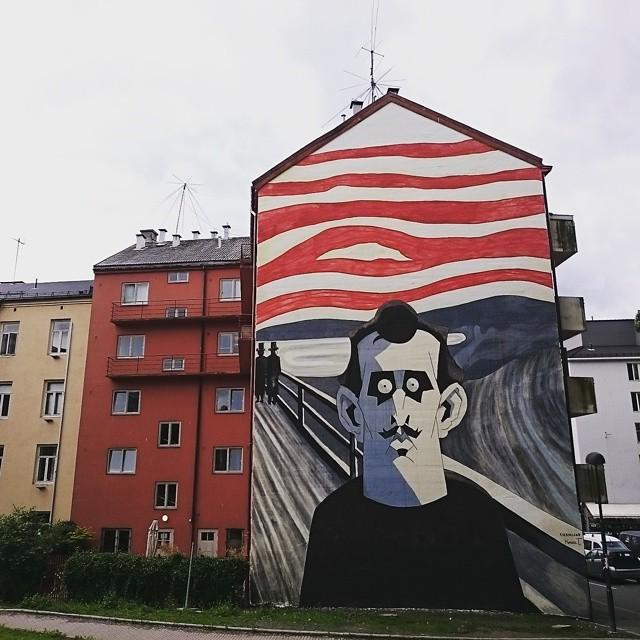 StArtEverywhere's tweet photo. 👍 #gatelangs #gatekunst #Kverneland #Tøyen #Munch #streetartoslo #wallart #mural #urbanart #Oslo by ninafromnorway http://t.co/7kFgjPSAYQ