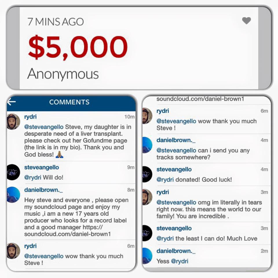 EDMconnectedUS's tweet photo. Wow! This is why we love and support @SteveAngello ! What a big heart! #EDMconnected #PLUR http://t.co/8aPmJVobFi
